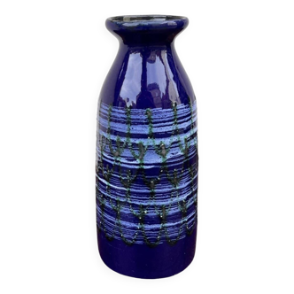 Strehla Keramik cobalt ceramic vase, Germany 1960s.