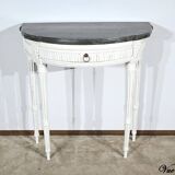 Console demi-lune en bois rechampi, style Louis XVI, début XIXème