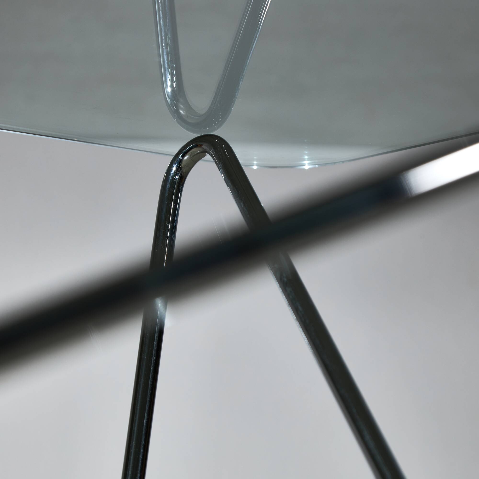 1970's Italian Coffee Table with Tempered Glass on Chrome Zig-Zag Frame