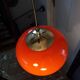 1970 orange opaline and brass pendant light
