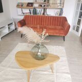 Berber carpet Béni Ouarain plain white with inlaid line patterns
