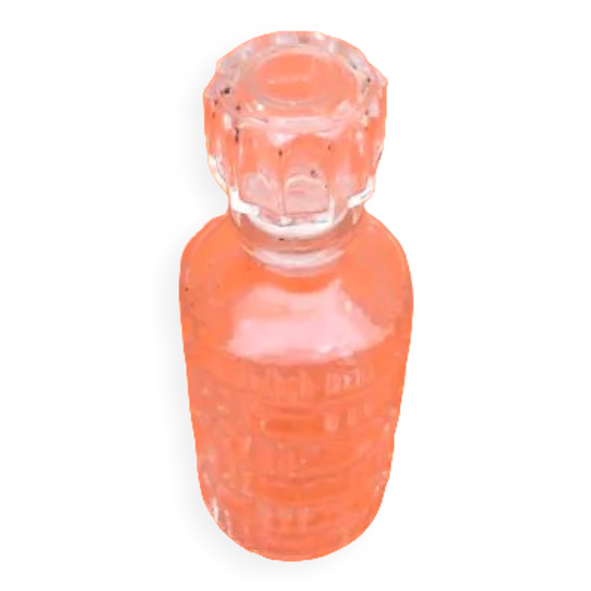 Cylindrical bottle "lever" transparent glass 1970