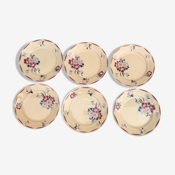 6 assiettes plates vintage en faïence de Luneville modèle Evreux