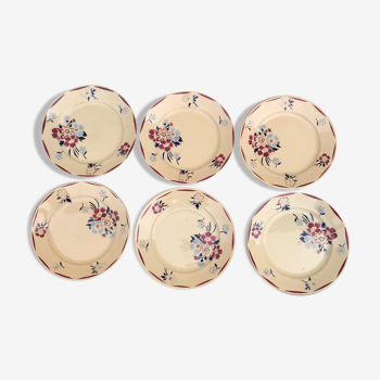 6 Vintage flat plates in Luneville earthenware evreux model