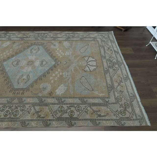 1970s Vintage Turkish Handmade Wool & Cotton Orange Area Rug 203x313