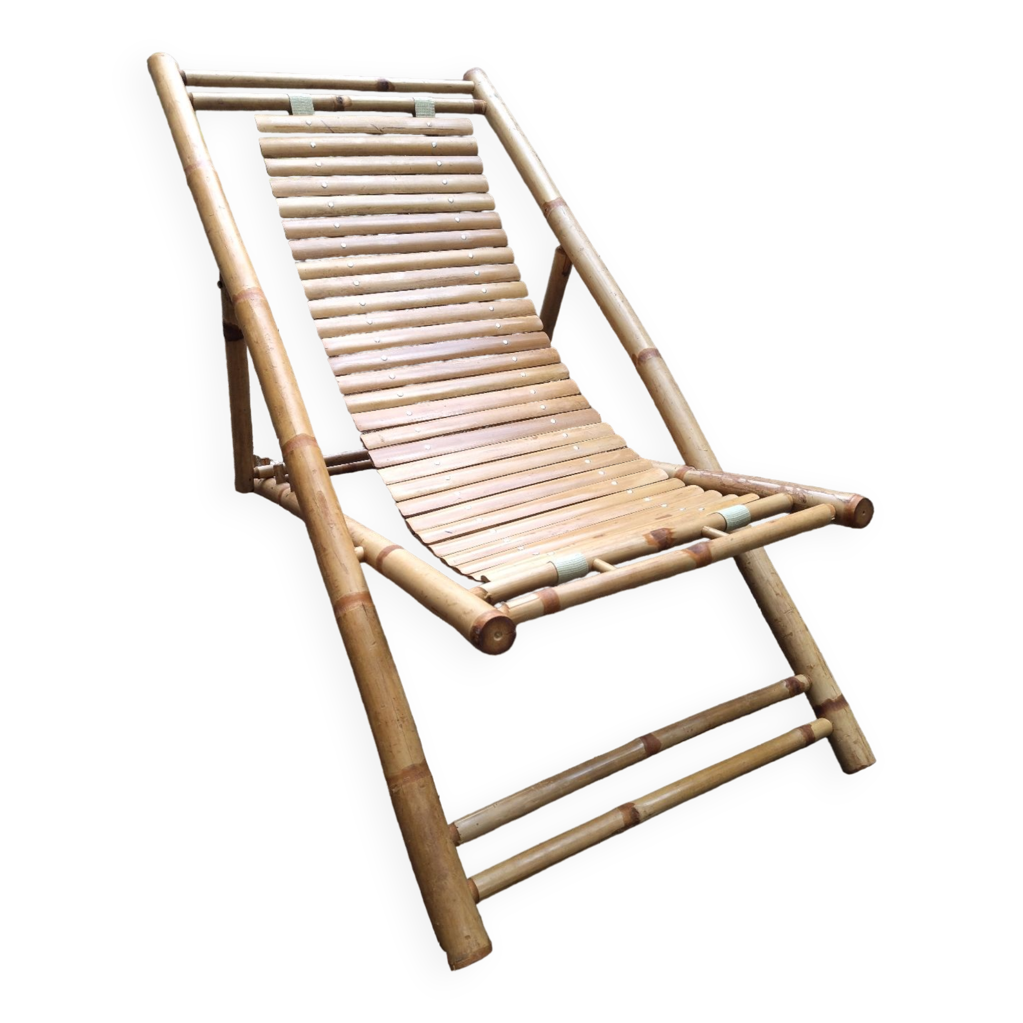 Chaise longue en bambou vintage