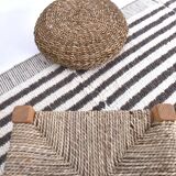 Tapis vintage à rayures marron et blanc 8x10, 265x300 cm SK 240422