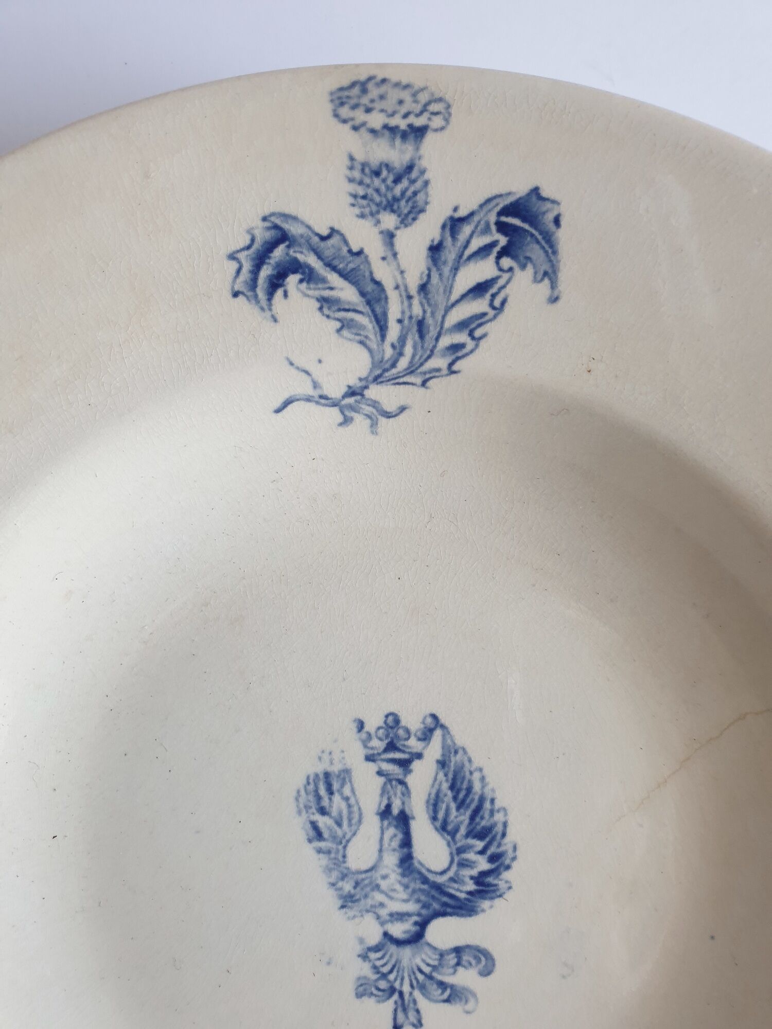 Hollow plate Luneville Keller Guerin thistle cross of Lorraine