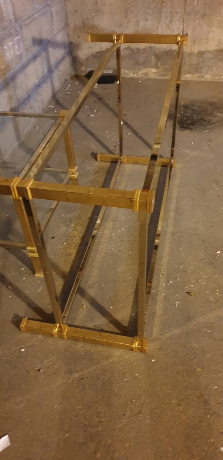 Glass and brass coffee table