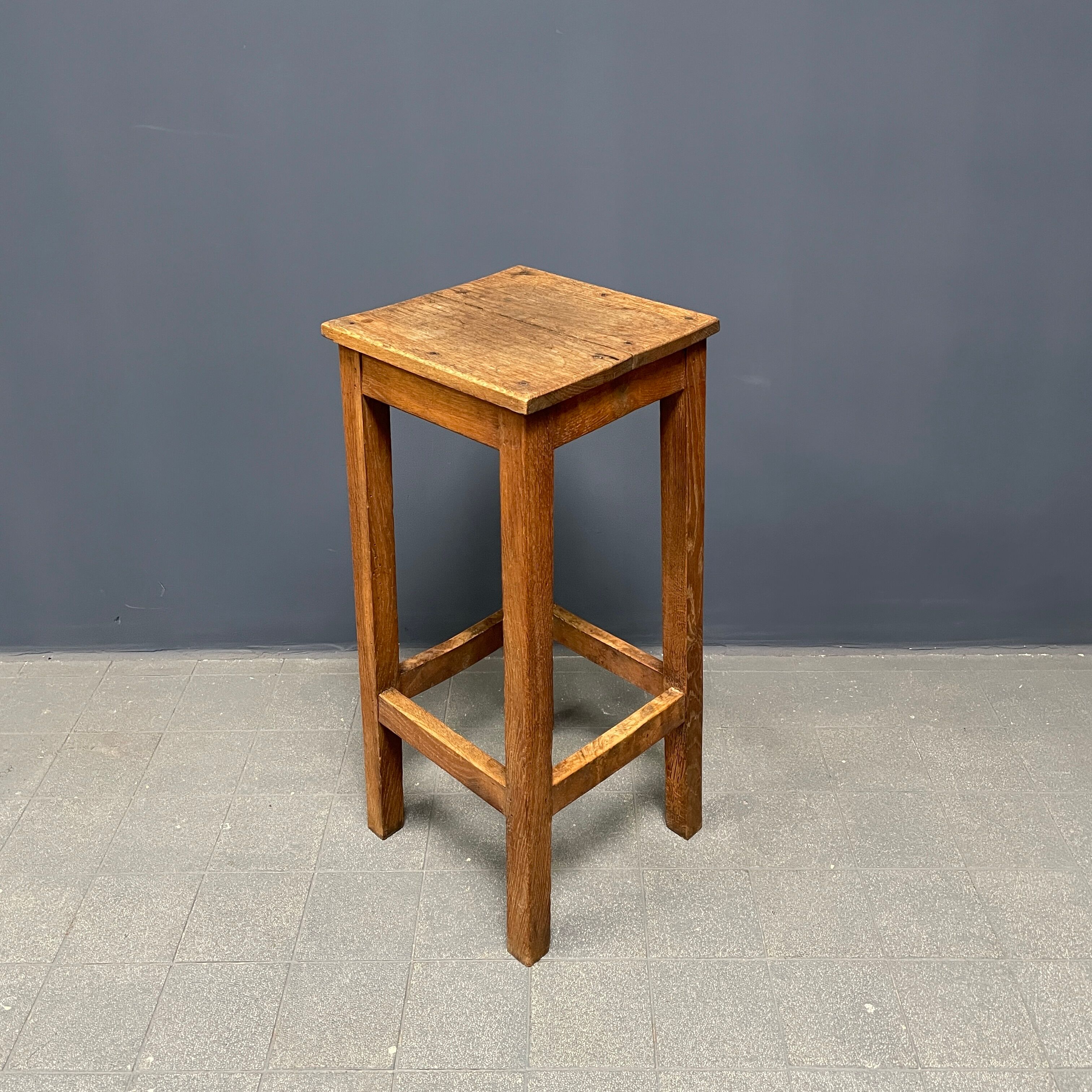 High oak stool from France