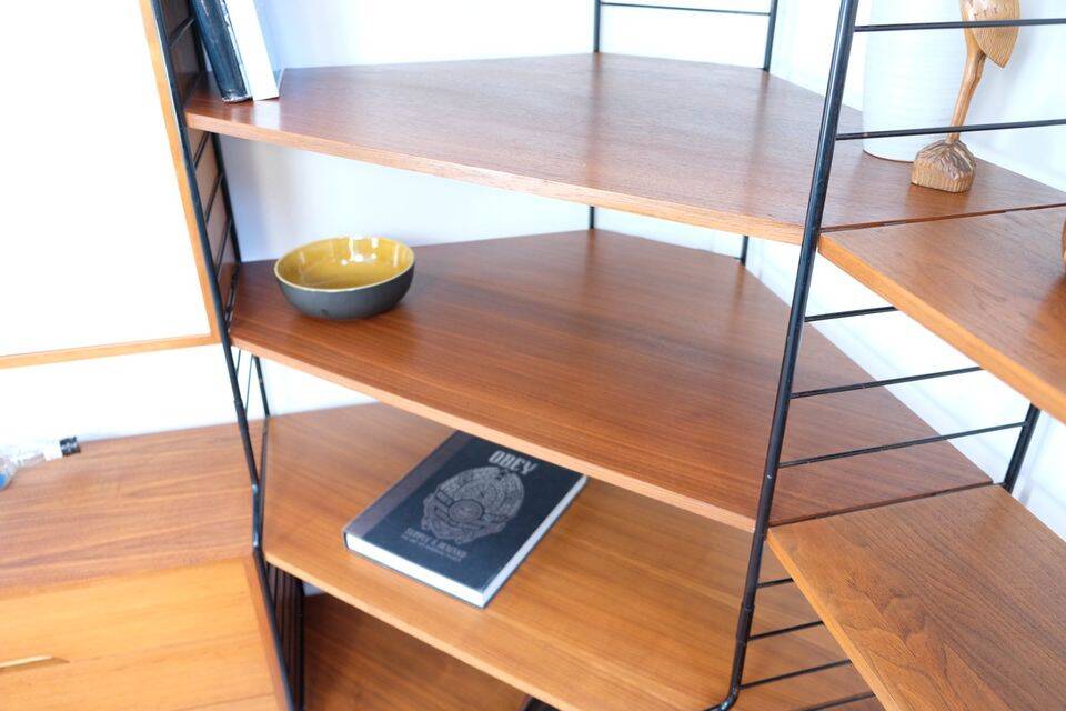 WHB teak shelving system, 1960s–70s retro vintage style.