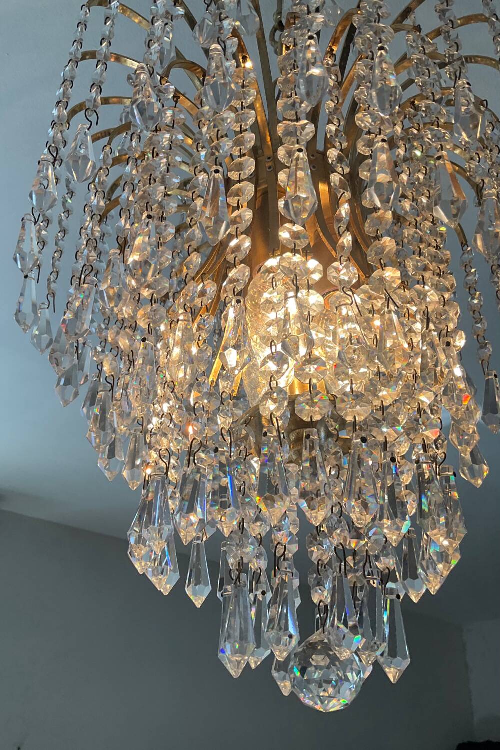 70s crystal tassel cascade chandelier