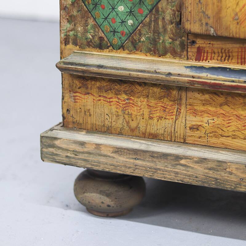 Rustic Farmhouse Folk Art Painted Bridal Cabinet