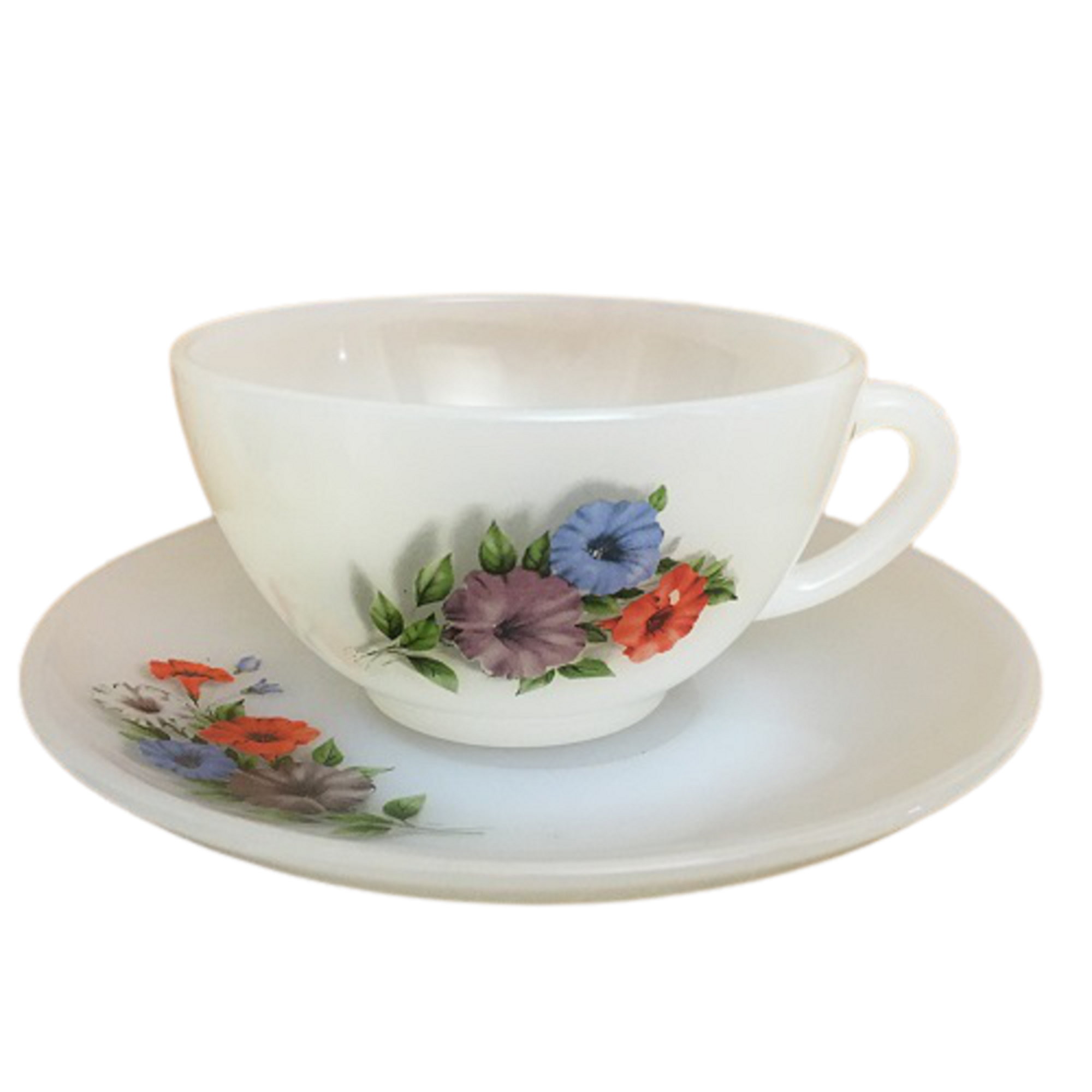 6 Tea/coffee cups in Arcopal from the 1970s with saucer