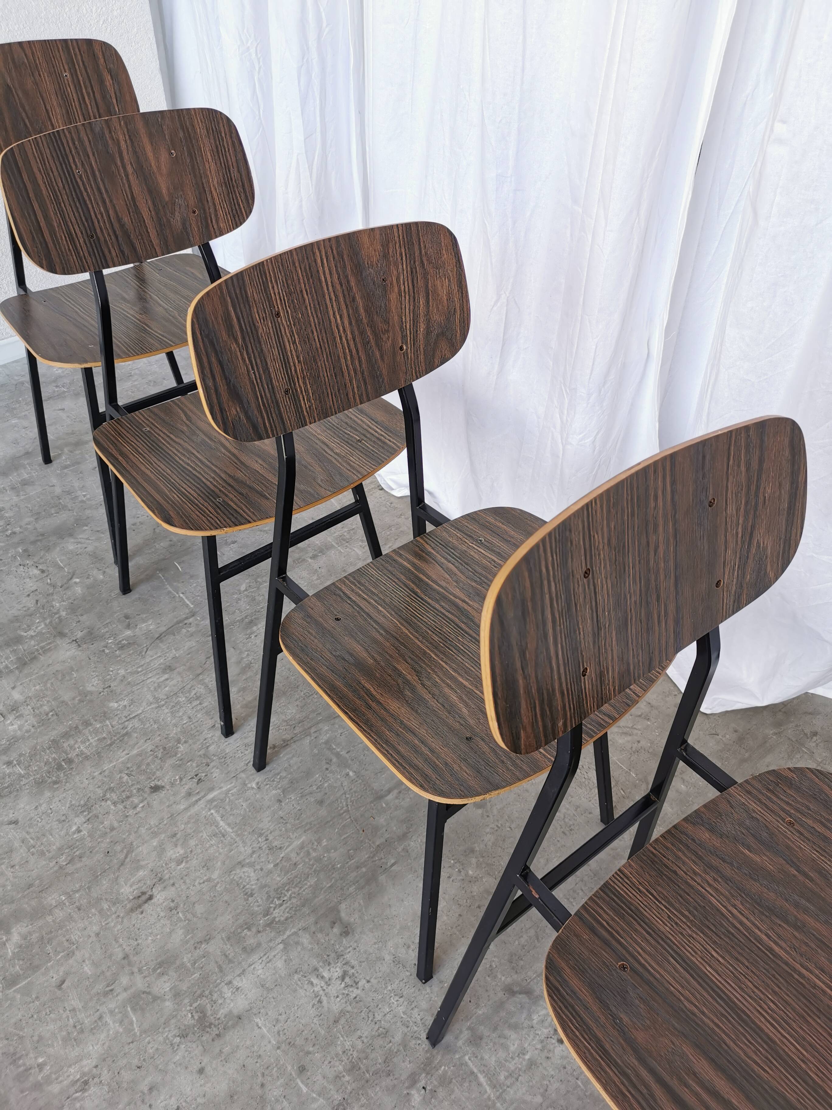 Vintage Industrial School Chairs - STOL Kamnik - 70s Yugoslavia - Set of 4