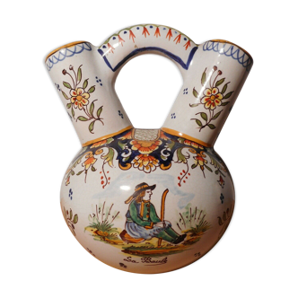 Bouquetière verseuse HD Henri Delcourt Boulogne gout faience bretonne Quimper