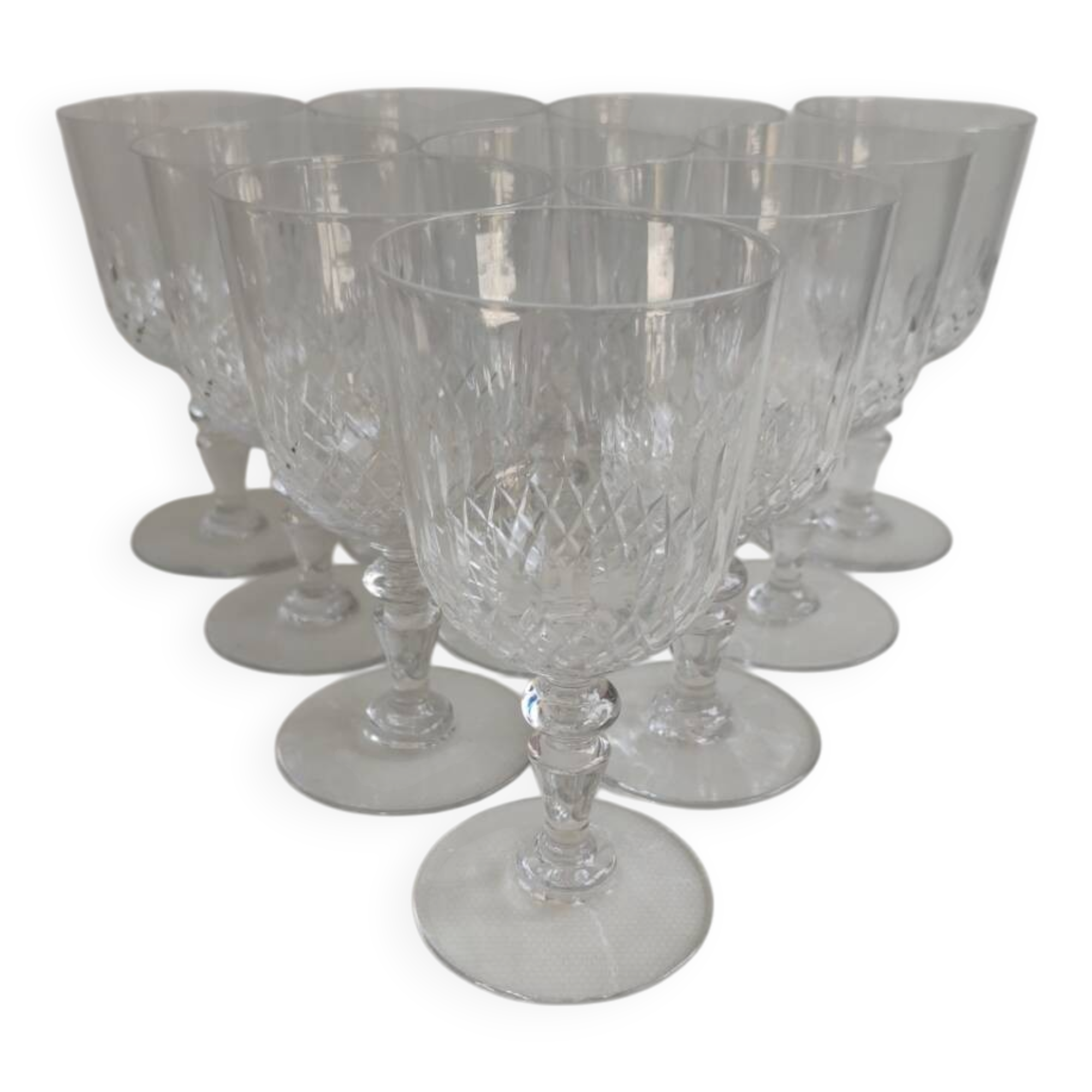 10 Baccarat crystal glasses, early 20th century