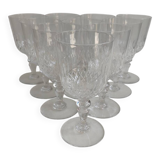 10 Large Baccarat Crystal Glasses, Early 20th Century.