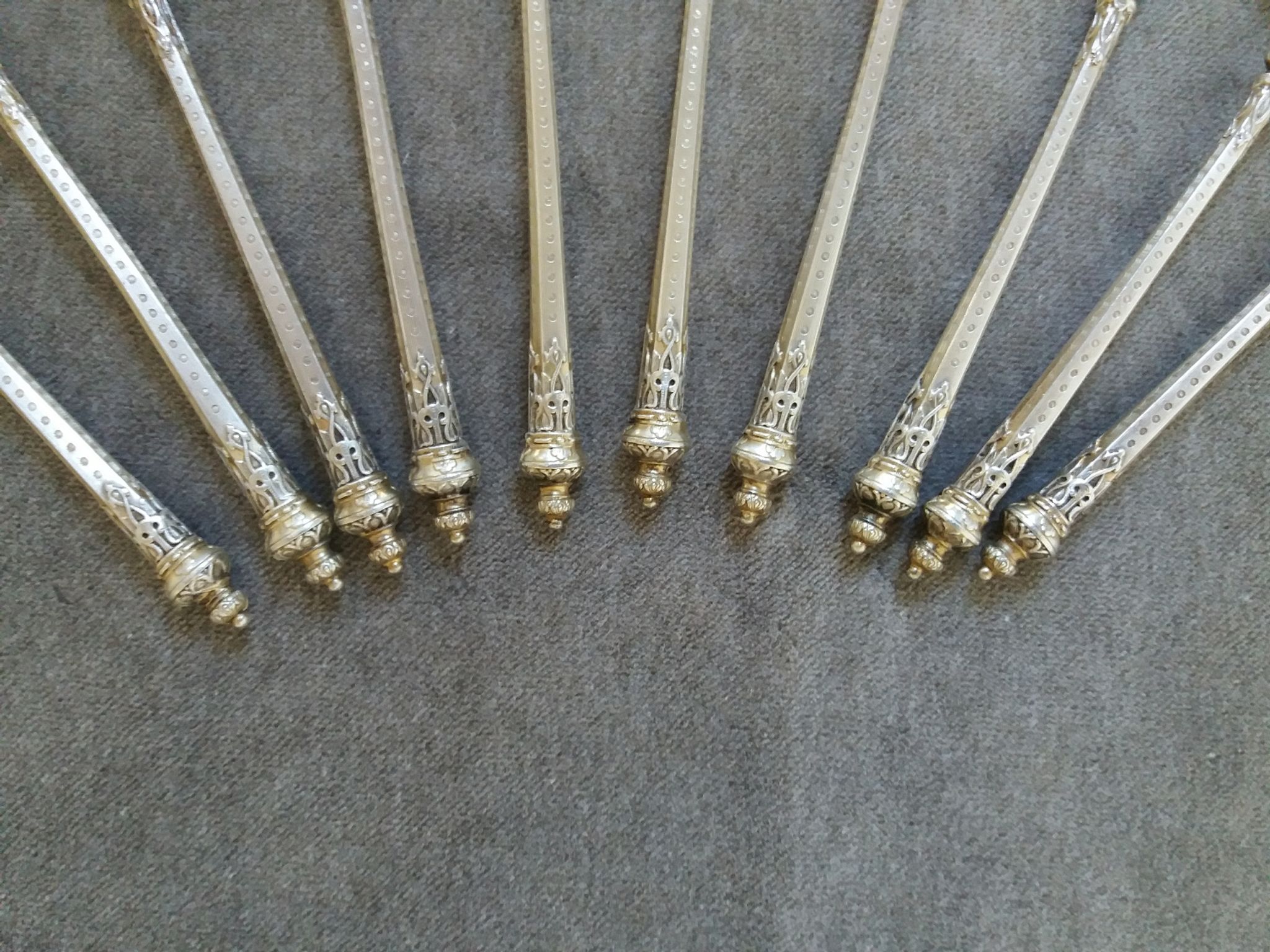 Series of 10 teaspoons in sterling silver vermilled in russian style