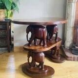Mid-20th century Elephant shelf console in solid mahogany