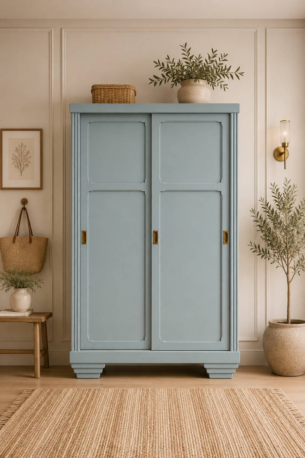 Parisian Art Deco wardrobe with sliding doors.