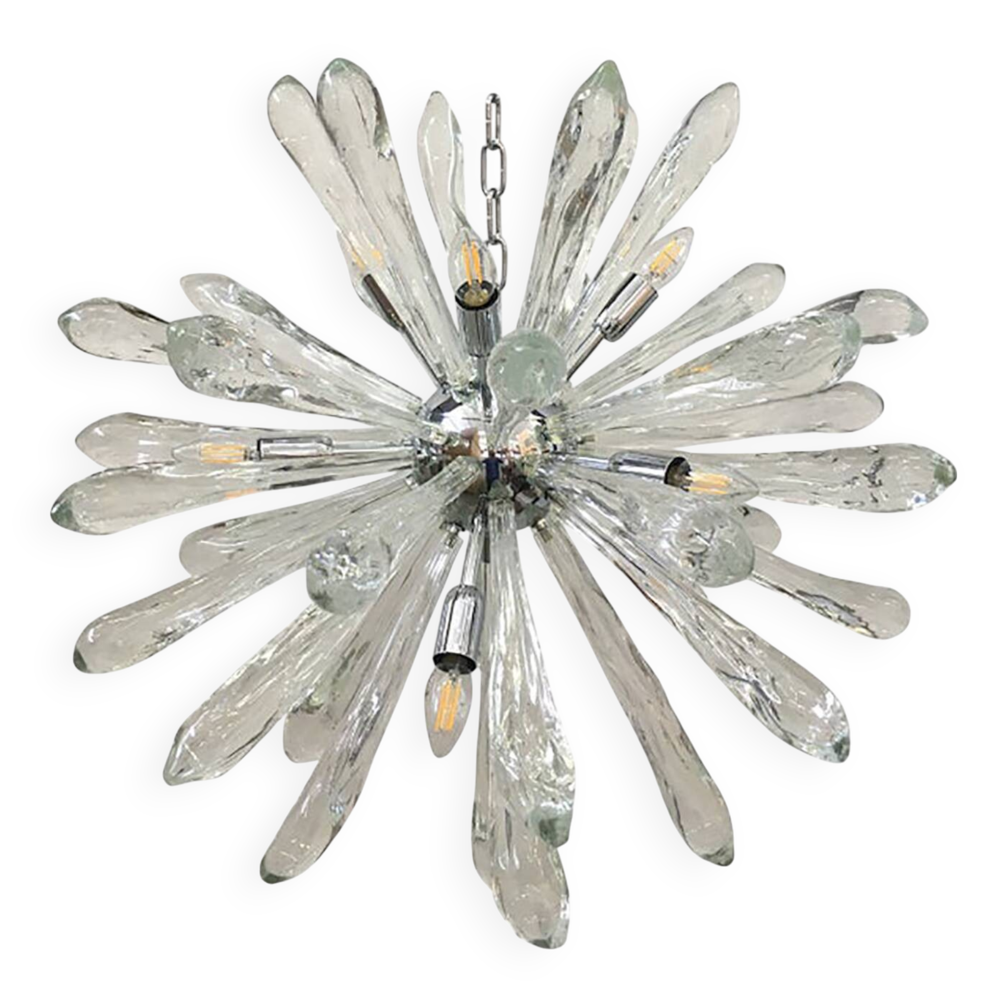 Murano Glass Ice Clear Sputnik Italian Chandelier