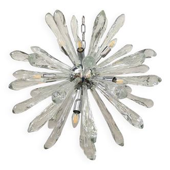 Murano Glass Ice Clear Sputnik Italian Chandelier