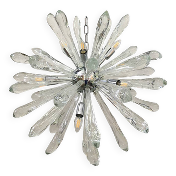 Murano Glass Ice Clear Sputnik Italian Chandelier