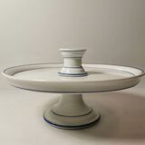 Cake tray / standing tray in white porcelain with elegant gold and blue edging