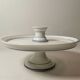 Cake tray / standing tray in white porcelain with elegant gold and blue edging