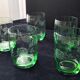 5 glass water tumblers with engraved floral design