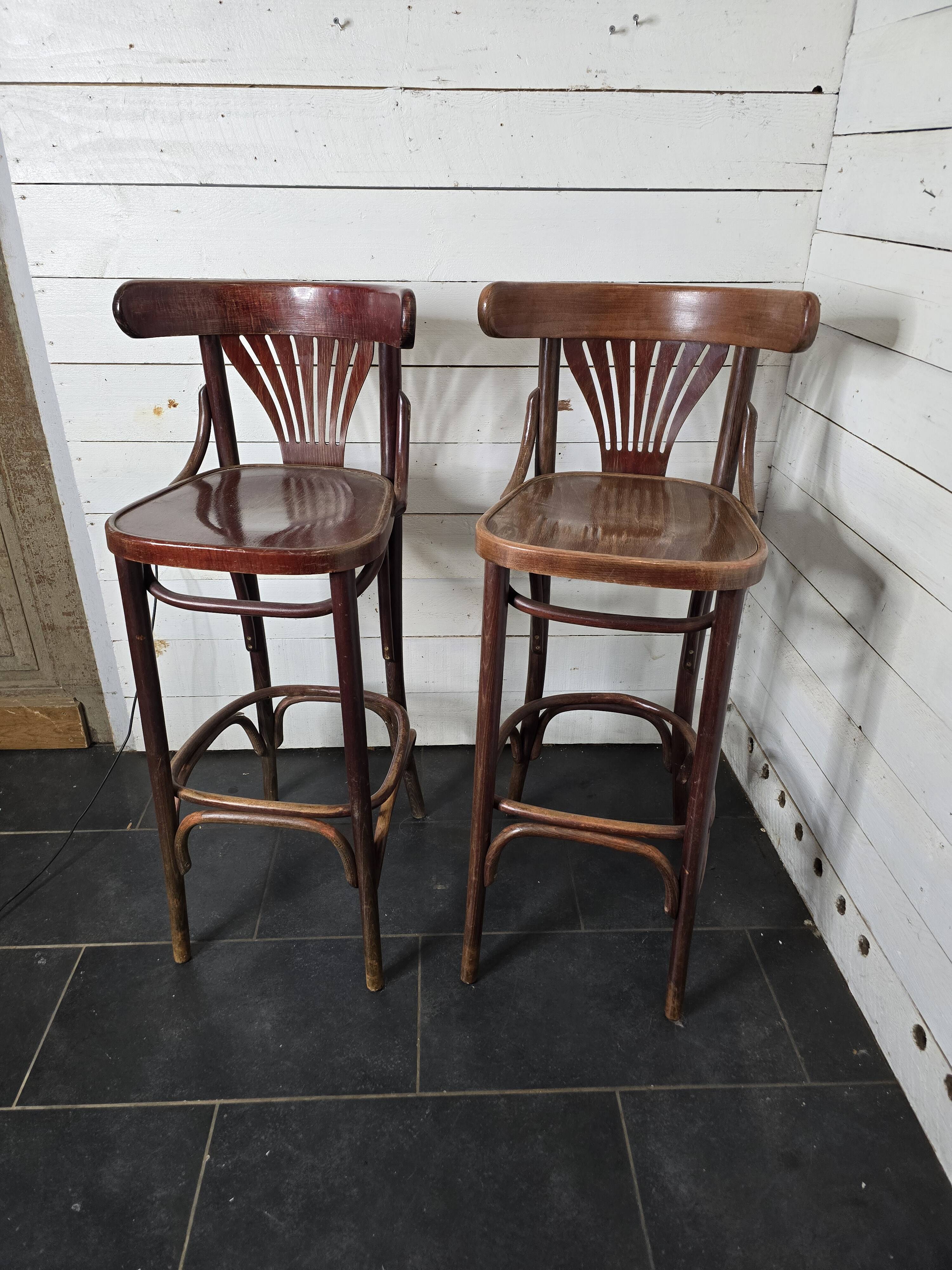 Pair of bistro stools with backrest
