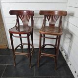 Pair of bistro stools with backrest