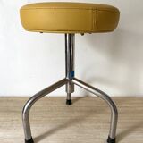 Vintage tripod stool in skai & chrome adjustable in height