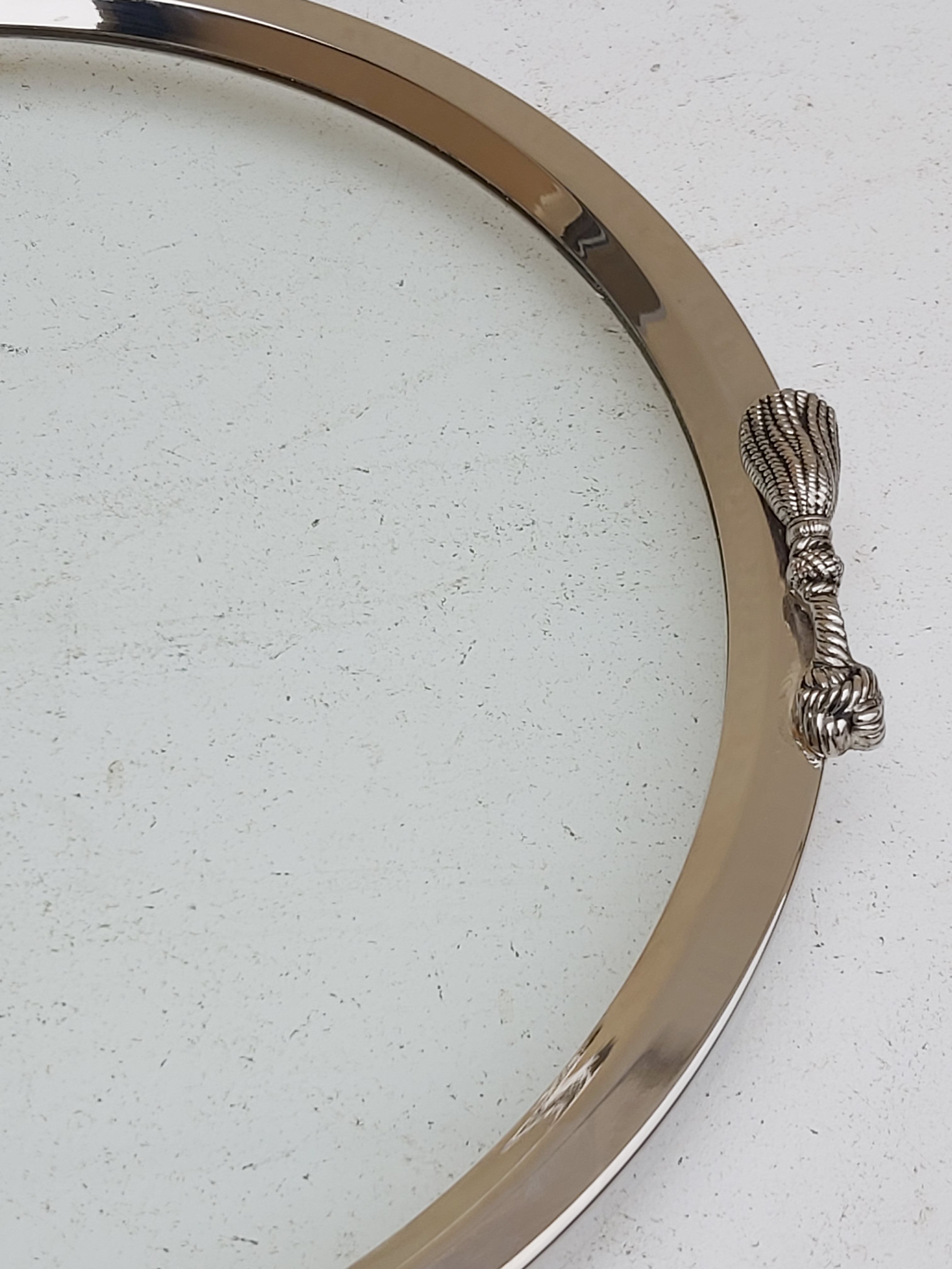 Round tray silver metal 70s