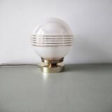 Pink iridescent glass lay lamp