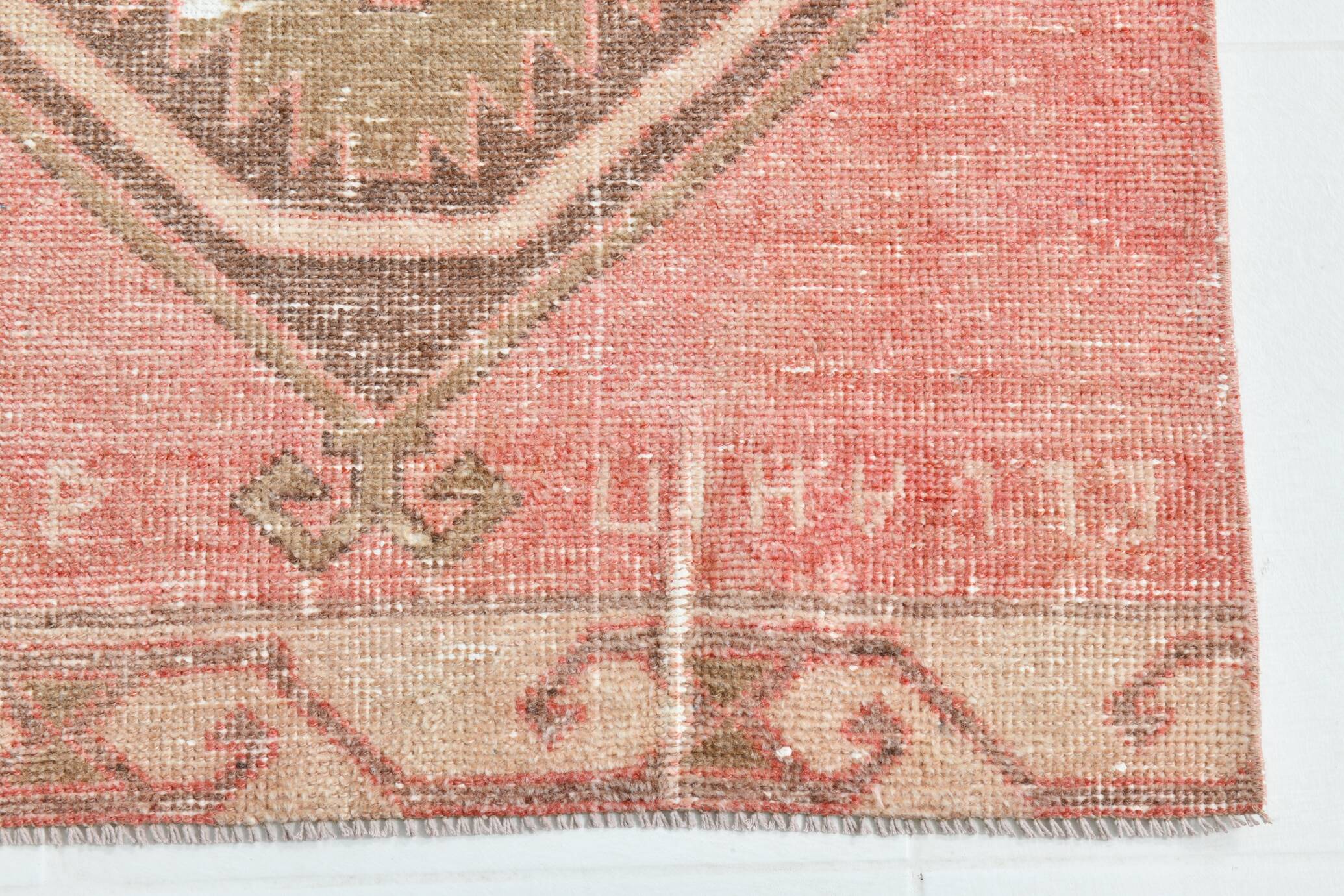 3x14 Runner Faded Pink Vinage Wool Runner Rug, 84x410
