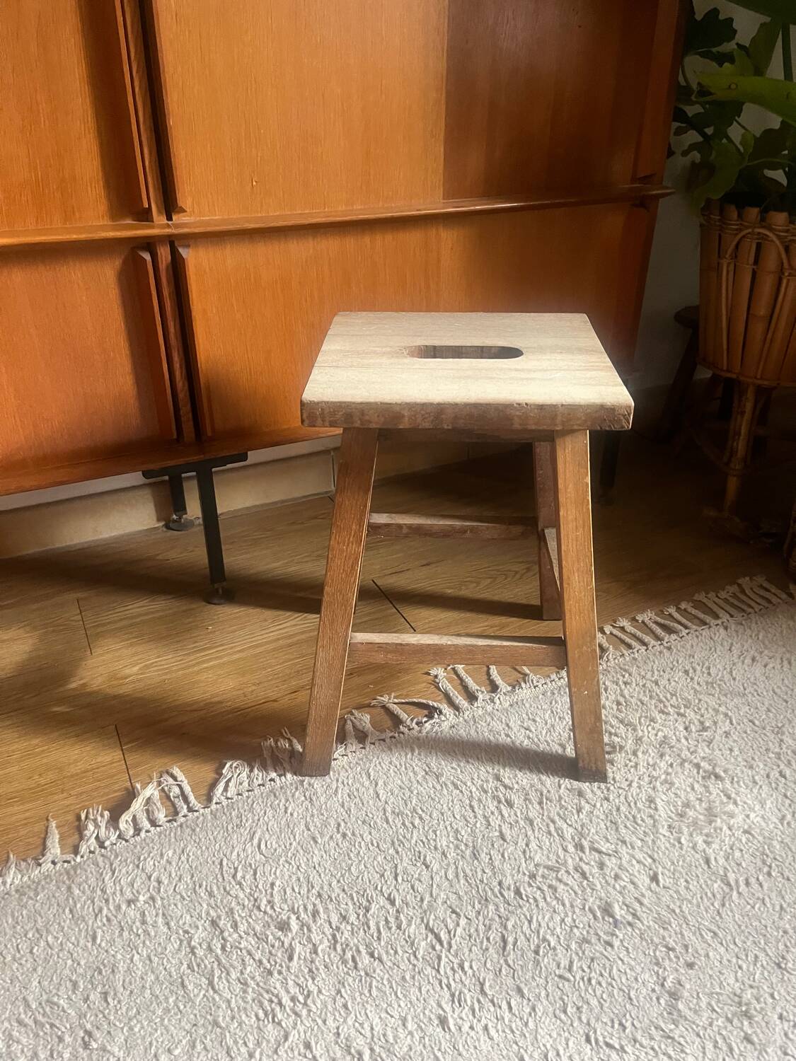 Vintage solid oak stool