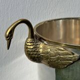 Champagne bucket with swans, in silver and gold metal, attributed to Christofle, 1940/1950