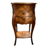Louis XV inlaid curved bedside table