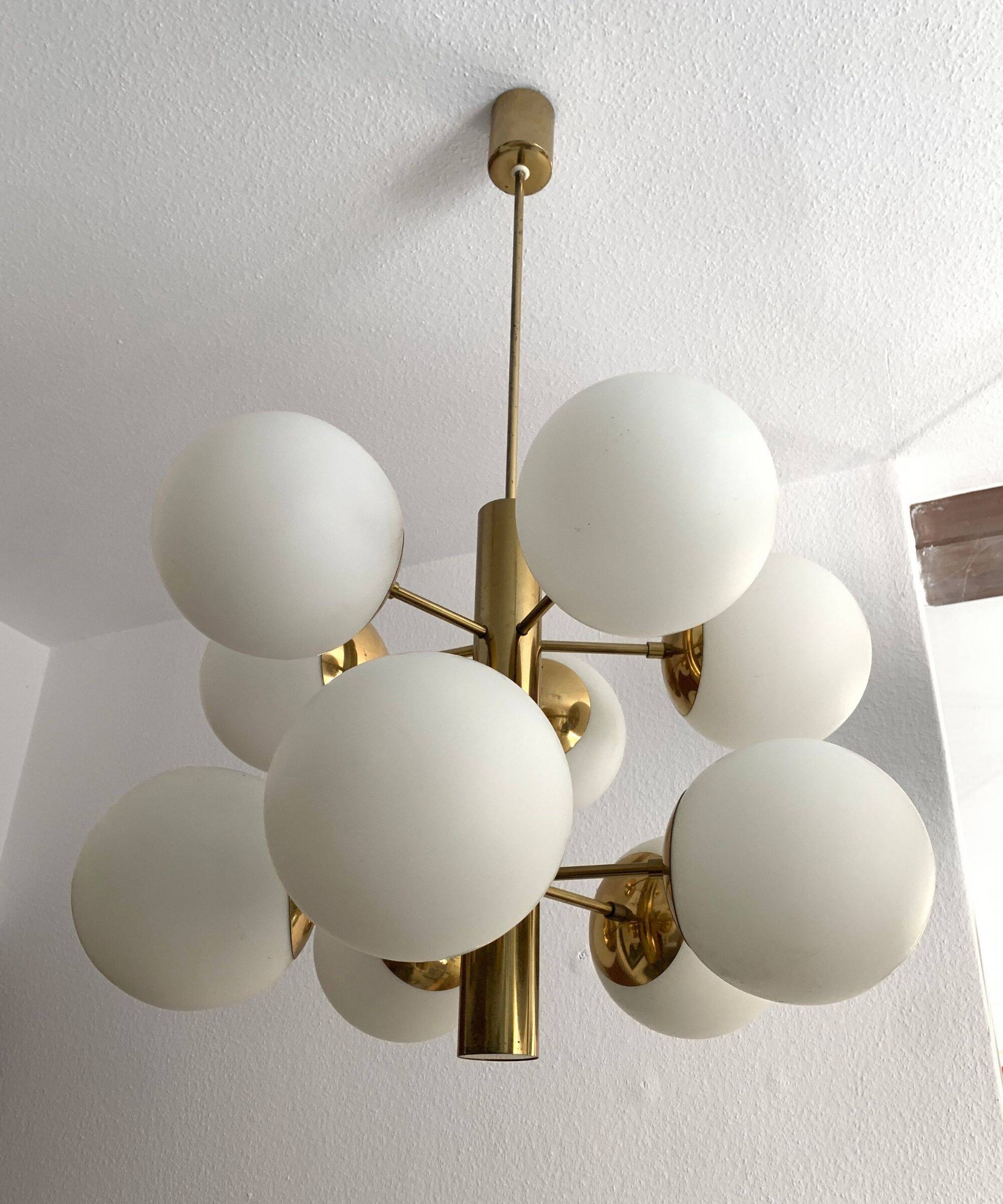 Vintage Sputnik Chandelier with 10 Globes, 1970s