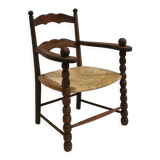 Fauteuil en chêne massif et paille
