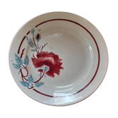 Round flat Lunéville. Lyne model. Large red rose pattern.