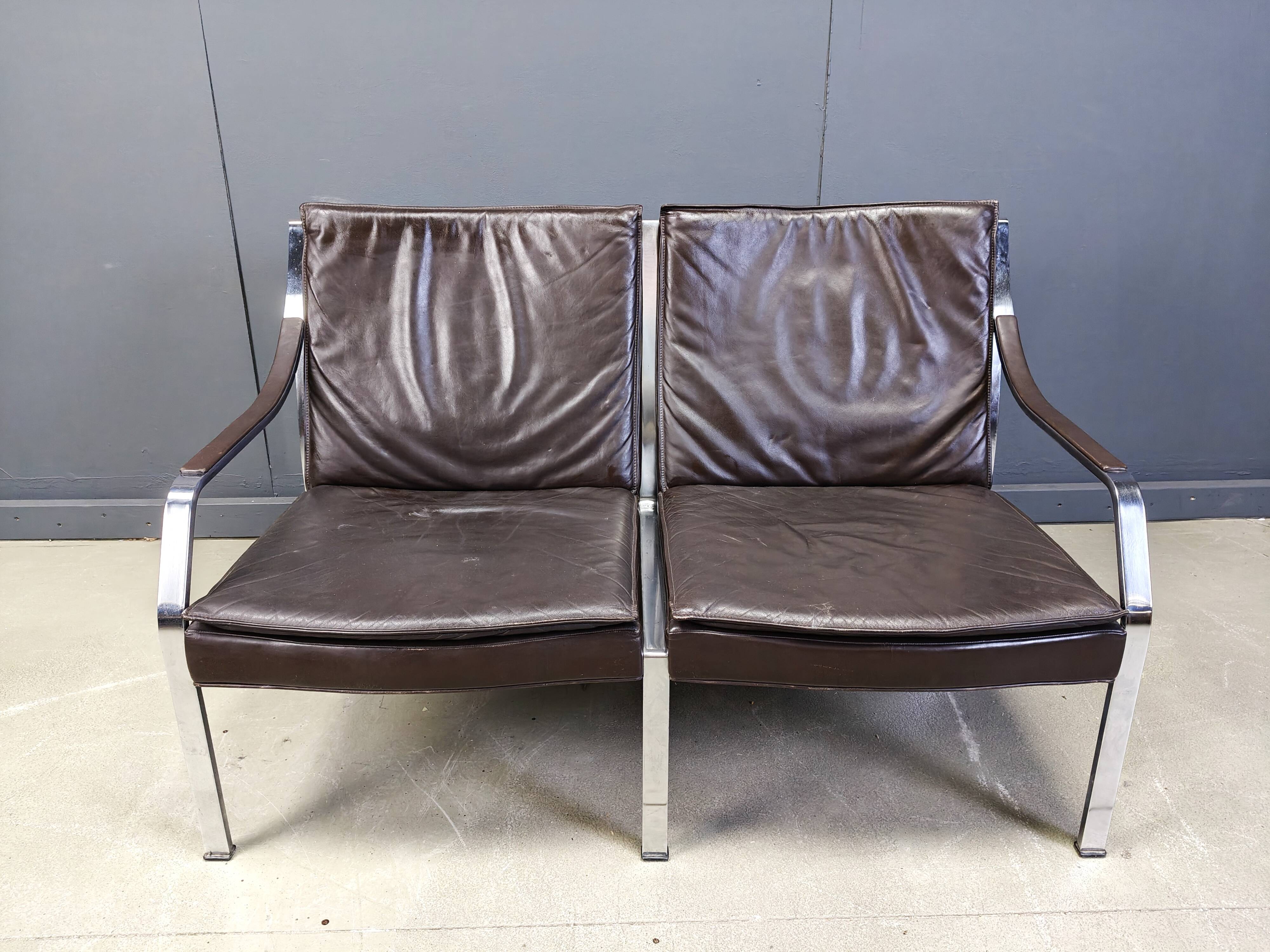 Leather sofa by Preben Fabricius and Jorgen Kastholm for Walter Knoll, 1960