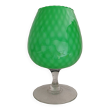 Beau vase cognac vert en opaline italienne