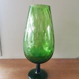Grand vase forme verre années 60,vert.