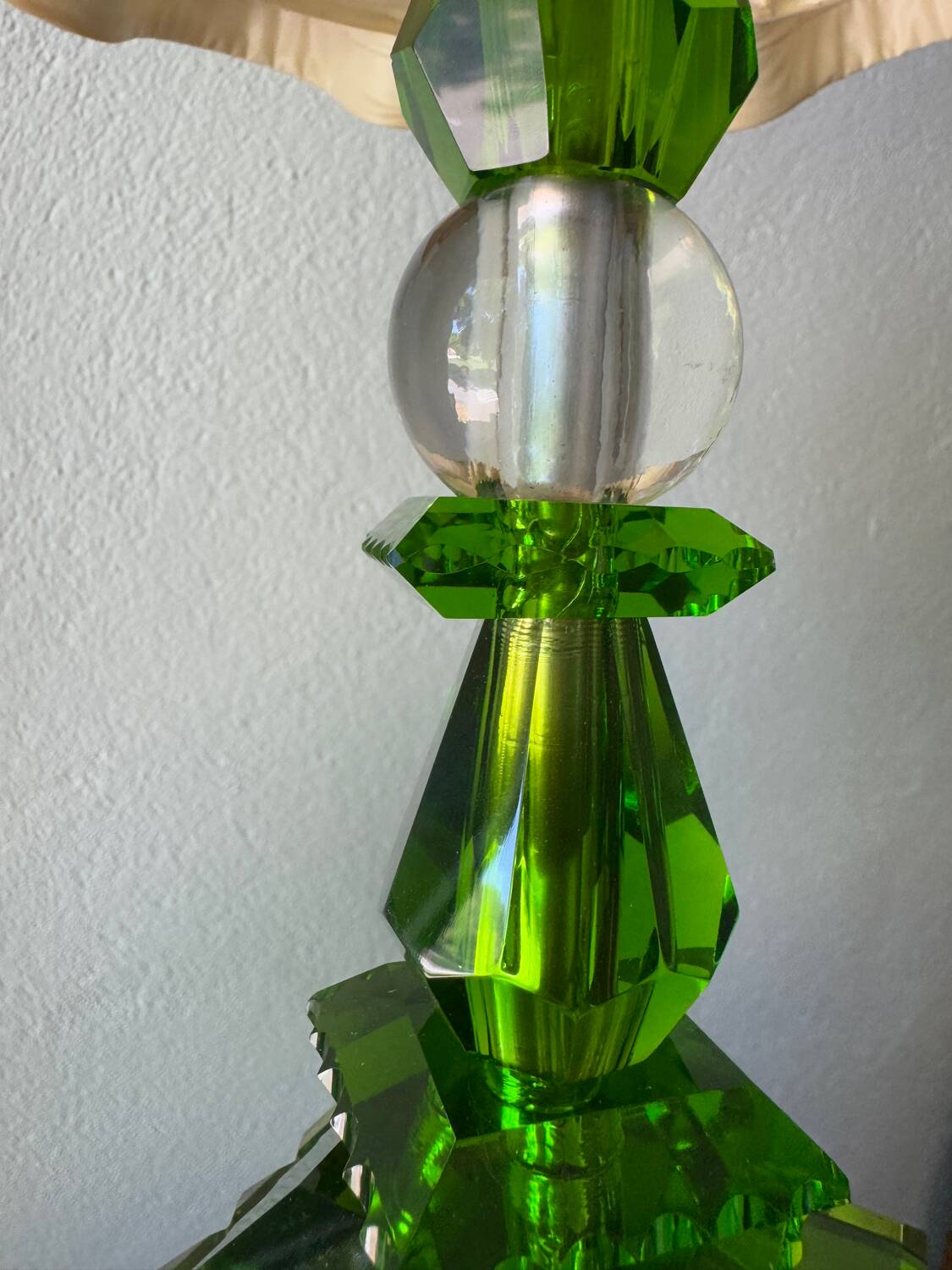 Lampe cristal émeraude Art Déco