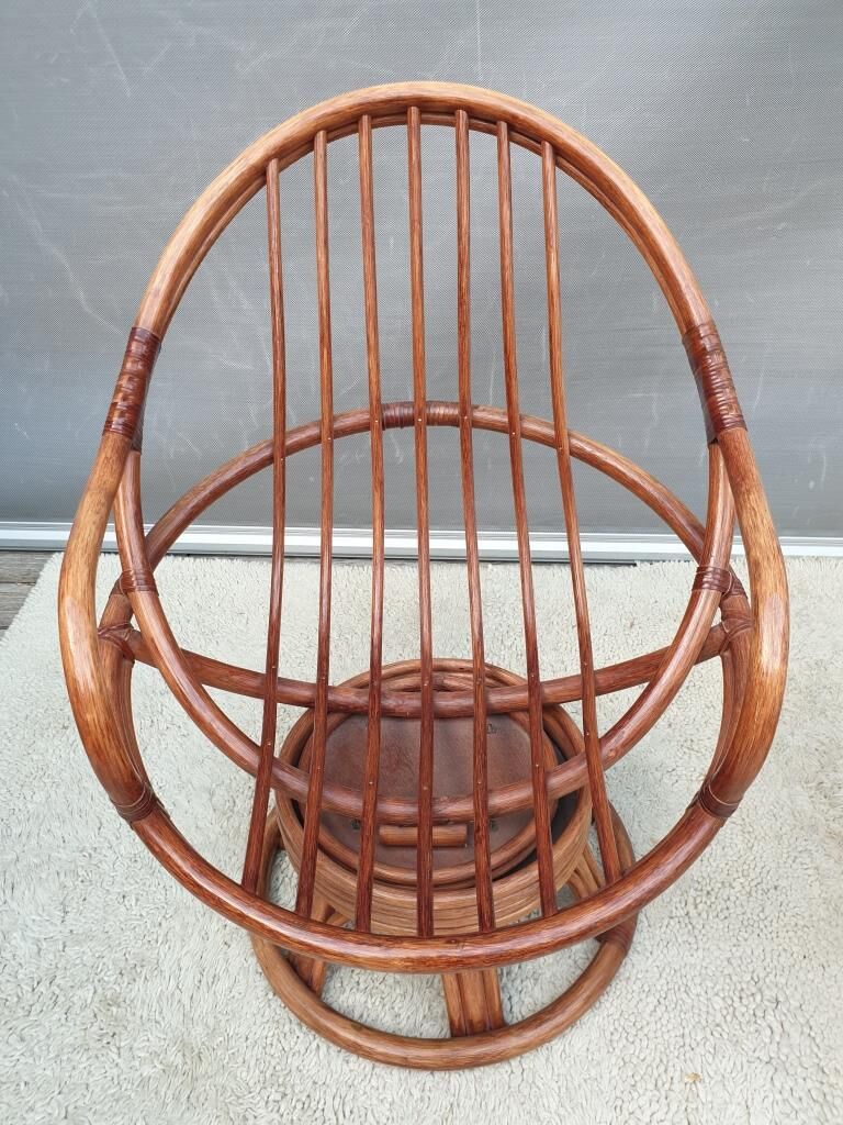 Paire fauteuils rotin pivotant avec coussin amovible