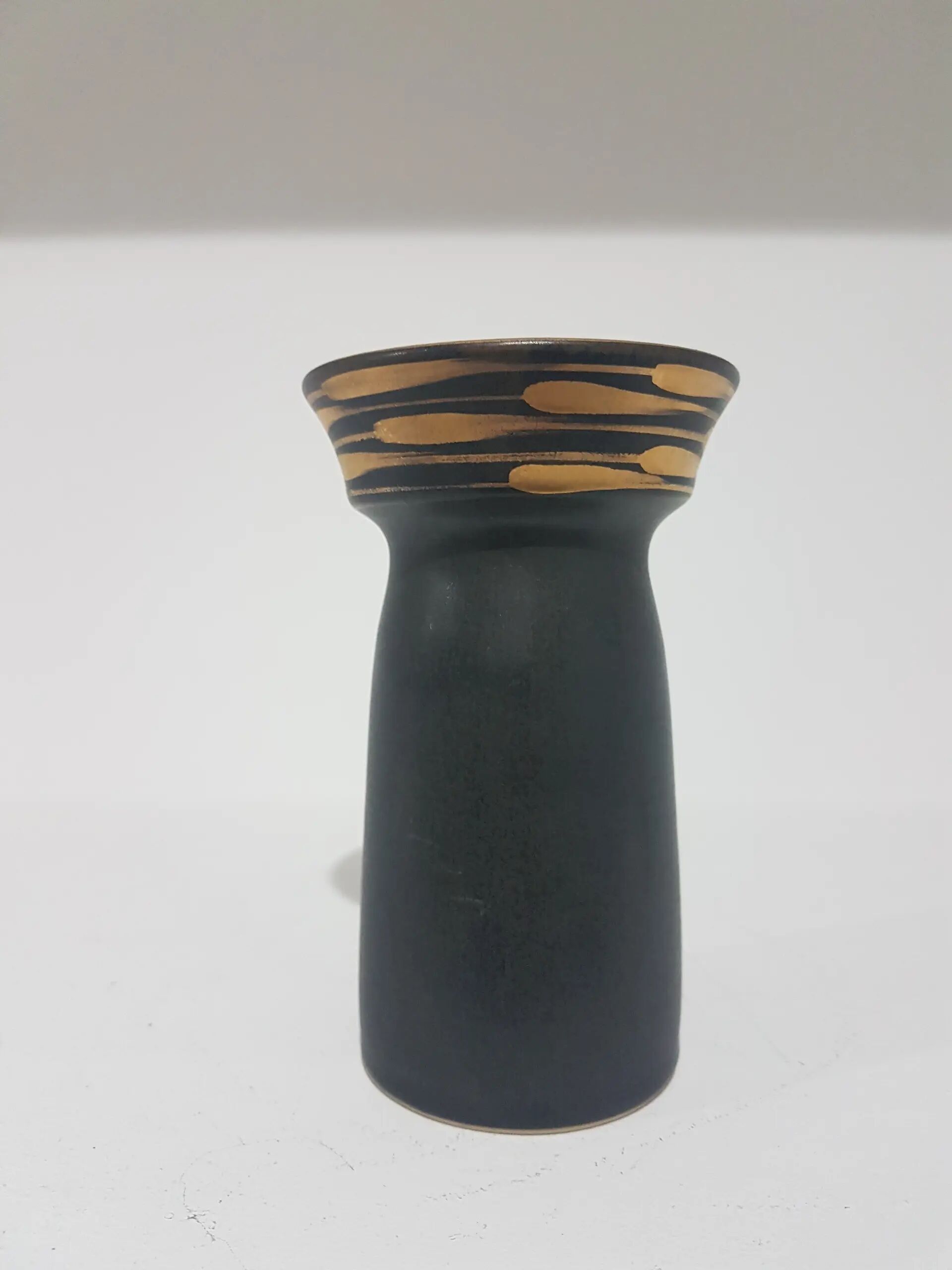 Juist vase, black and gold, ceramic, Germany, 1970s