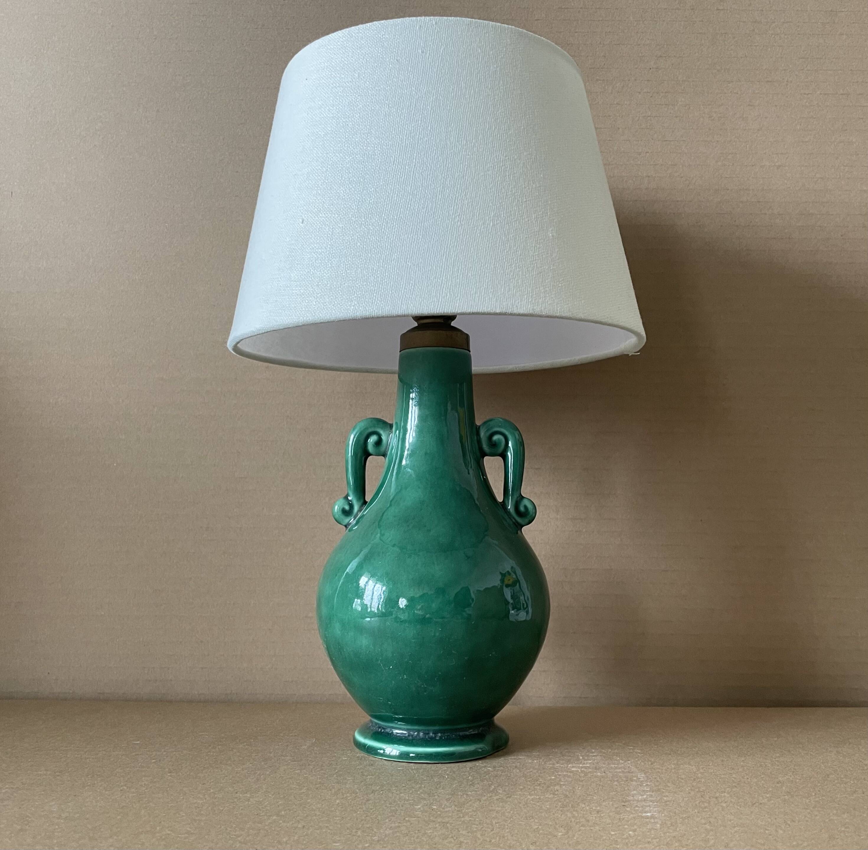 Old green ceramic lamp